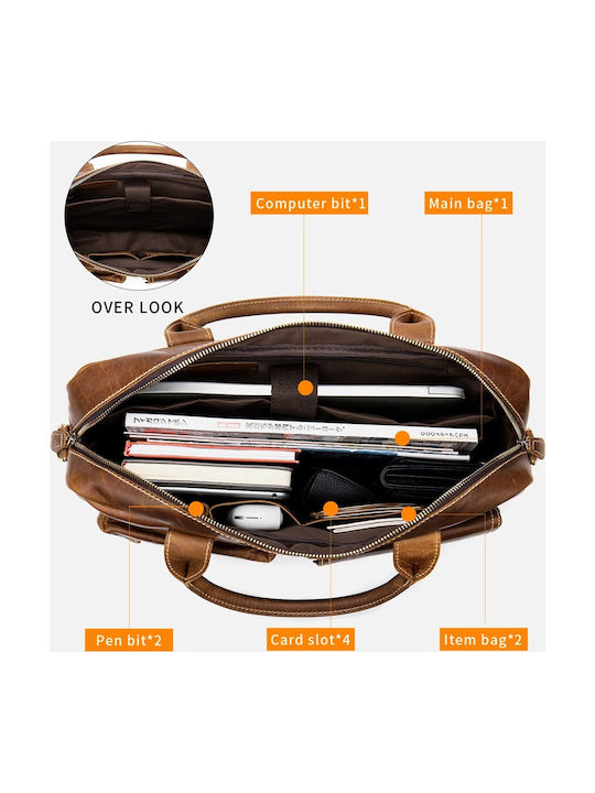 Leder Herrentasche Geldbörse Braun