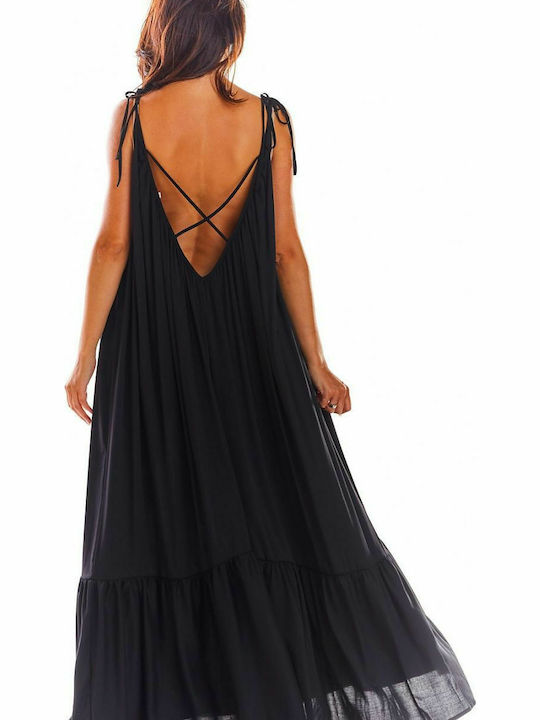 Awama Sommer Maxi Kleid Schwarz