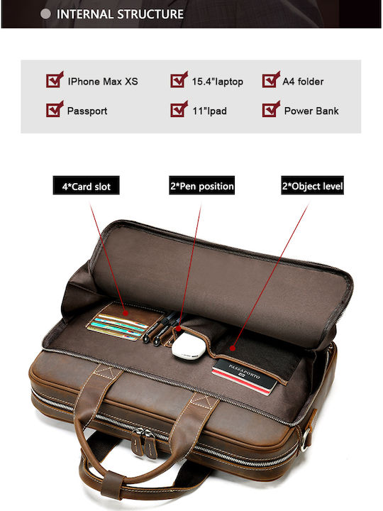 Leather Men's Briefcase Brown