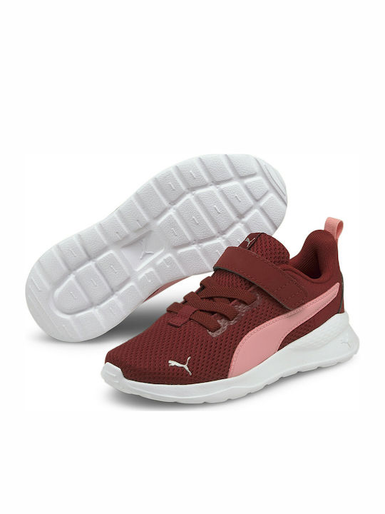 Anzarun Lite AC PS Kids Sports Shoes Running with Hoop & Loop Closure Burgundy