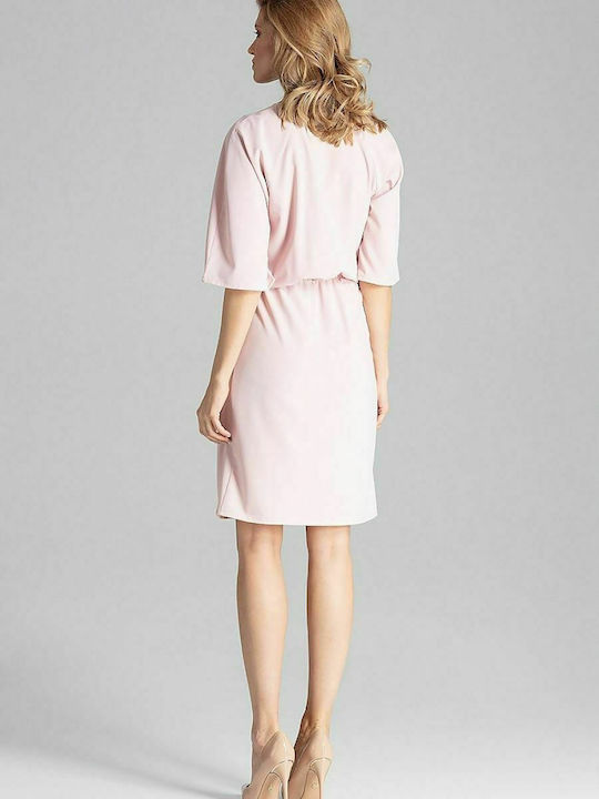 Figl M656 Midi Dress 3/4 Sleeve Pink 129782