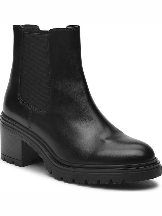 Damiana E Leather Women's Chelsea Boots with Medium Heel Black