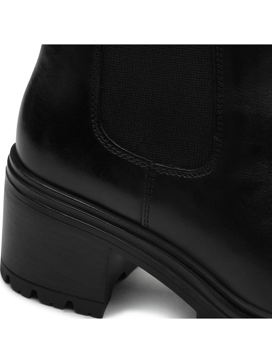 Damiana E Leather Women's Chelsea Boots with Medium Heel Black