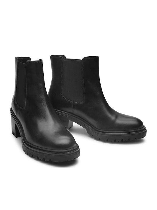 Damiana E Leather Women's Chelsea Boots with Medium Heel Black