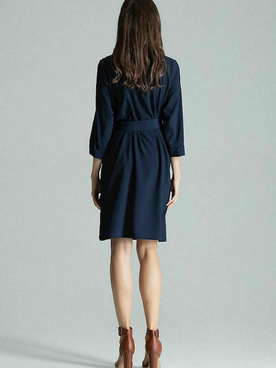 Figl M680 Mini Dress 3/4 Sleeve Wrap Navy Blue 135763