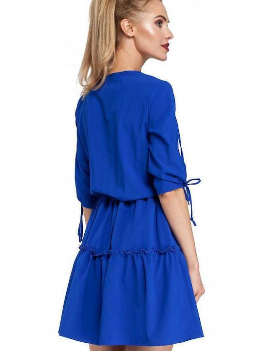 MOE Summer Mini Dress Wrap with Ruffle Royal Blue