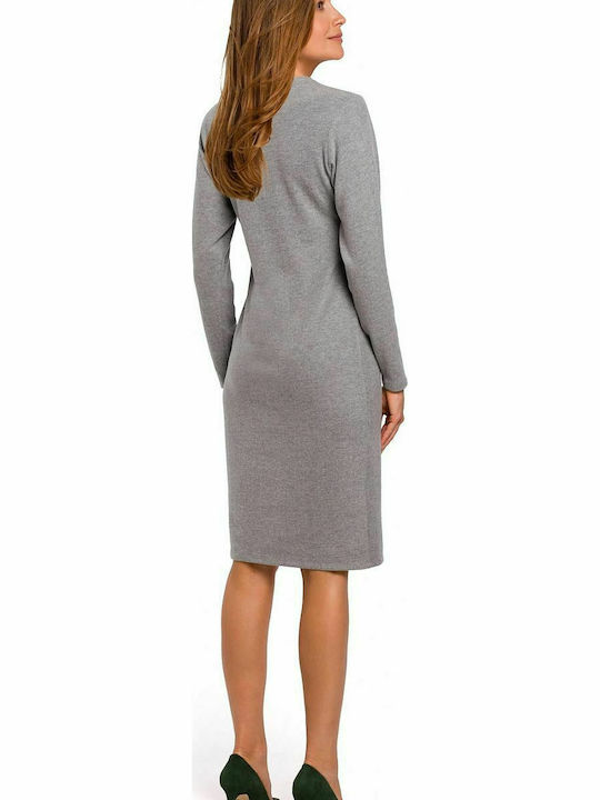 Stylove All Day Long Sleeve Cotton Midi Dress Gray , Regular Fit S178 135268