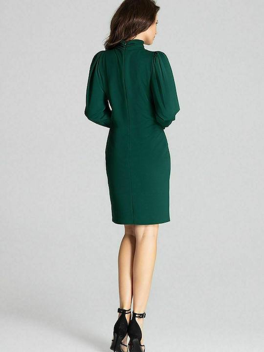 Lenitif L064 Mini Dress Turtleneck Green