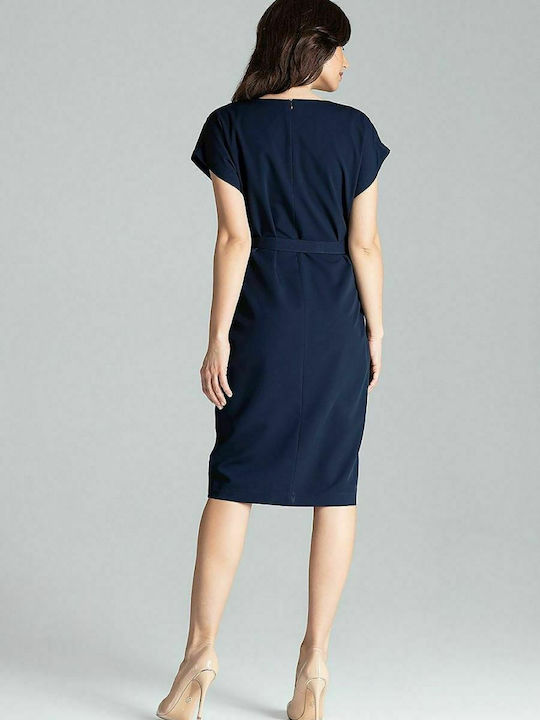 Lenitif L032 Summer Midi Dress Navy Blue