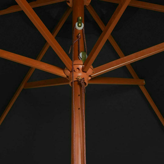 Quadratischer Holz-Schwarz Garten- und Terrassen-Sonnenschirm 3x2xH2.5m