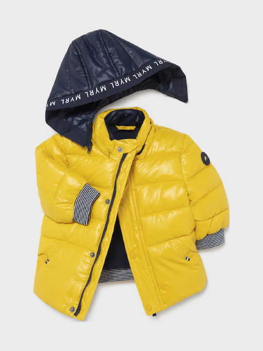 Kids' Quilted Jacket Long with Hood Yellow