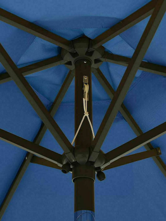 Round Aluminum Parasol Azur Blue Diameter 2xHeight 2.11m