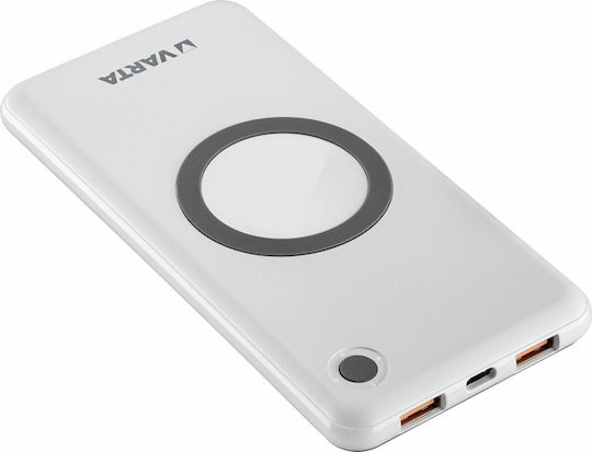 Varta Wireless Power Bank 10000mAh с 2 USB-A порта и USB-C порт Бързо зареждане 3.0 Бял