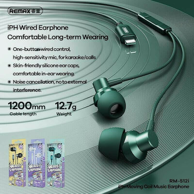 Remax RM-512i In-ear Handsfree με Βύσμα Lightning Μαύρο