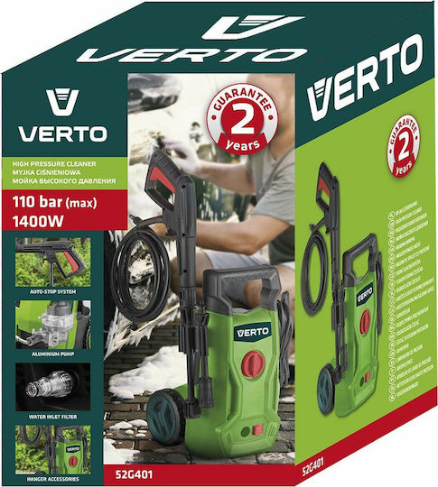 Verto Pressure Washer Electric 1400W with Pressure 110bar
