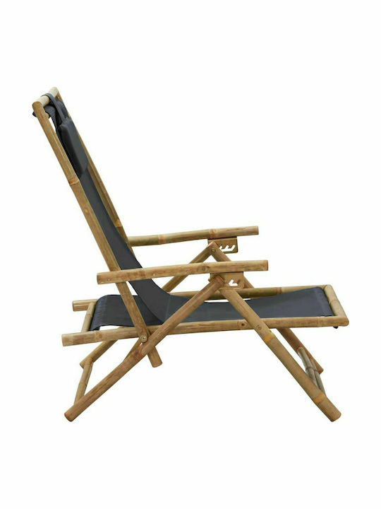 Deckchairs Bamboo with Armrest & Gray Fabric 64x89x71cm