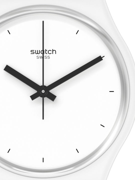 Swatch Think Time Ceas Bărbați 34mm Baterie Cu Curea Din Cauciuc Albă