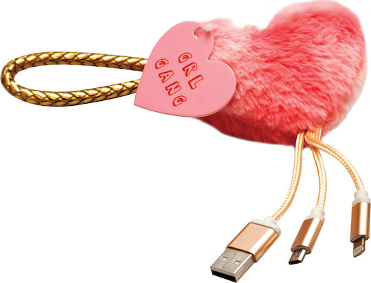 Funkyfish Geflochten USB zu Blitzschlag / Micro-USB Kabel Rosa 0.2m (300-30032)