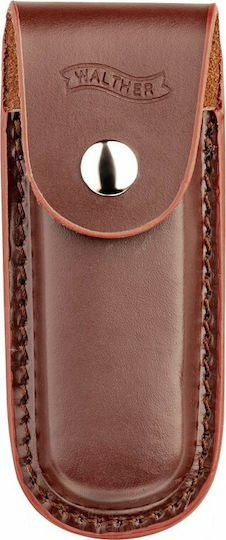 Walther Classic Clip 1 Pocket Knife with Locking Mechanism Brown in Leather Sheath