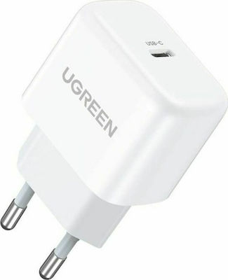Ugreen Φορτιστής Χωρίς Καλώδιο με Θύρα USB-C 20W Power Delivery Λευκός (CD241)