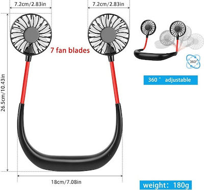 Ventilator Gât USB Reîncărcabil 2000mAh Negru 27781