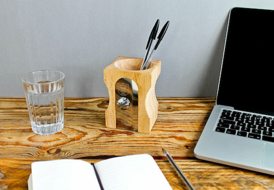 Wooden Pencil Holder Pencilpot 1 in Brown Color 1pcs 12x8.5x8.5cm