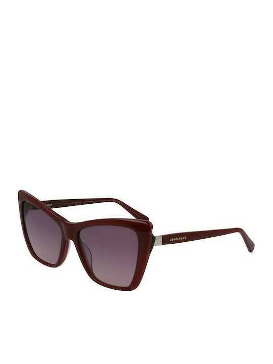 Longchamp Women's Sunglasses with Burgundy Plastic Frame and Burgundy Lens LO669S 598