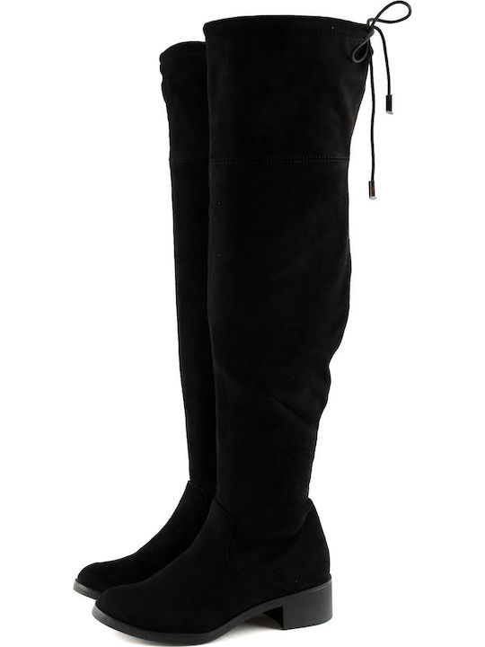 Wildleder Damenstiefel Über dem Knie Schwarz