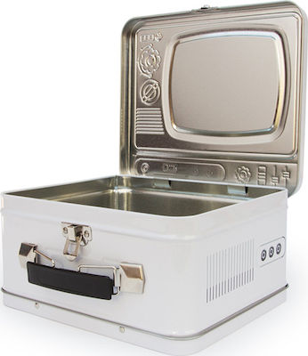 Suck Uk Retro TV Kids Lunch Stainless Steel Box White L19.5xW10xH20.5cm