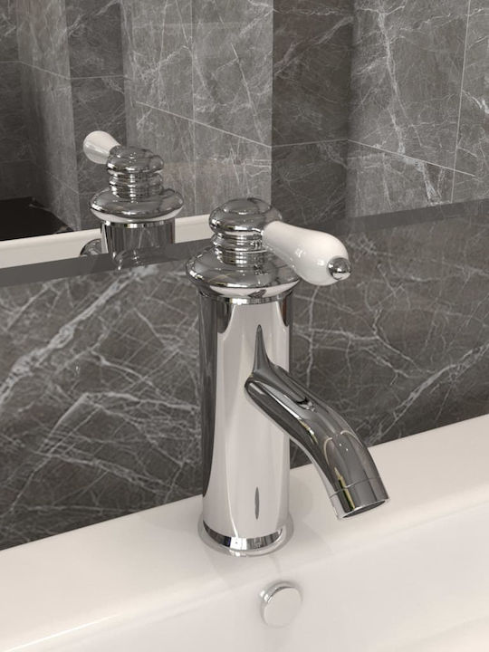 vidaXL Mixing Sink Faucet Retro Silver