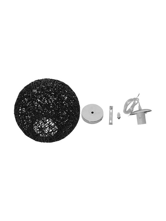GloboStar Rattan Pendant Light Black with Socket E27 22x22x20cm