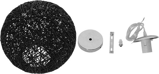 GloboStar Rattan Lustră Negru cu Dulie E27 22x22x20cm.