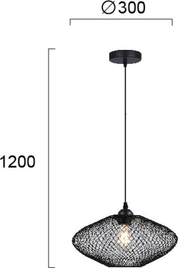 Viokef Electra Reglabil Lustră Negru Rețea cu Dulie E27 30x300cm.