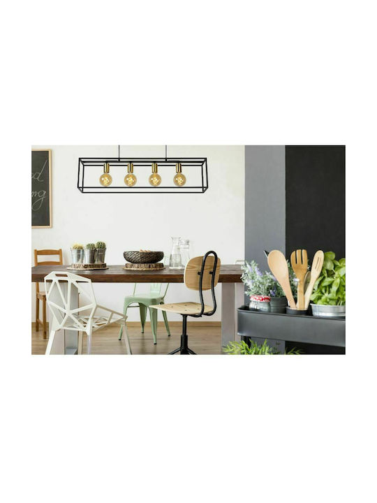 Lucide Lightning Ruben Suspendat Candelabru Calea ferată pentru 4 Becuri E27 Negru