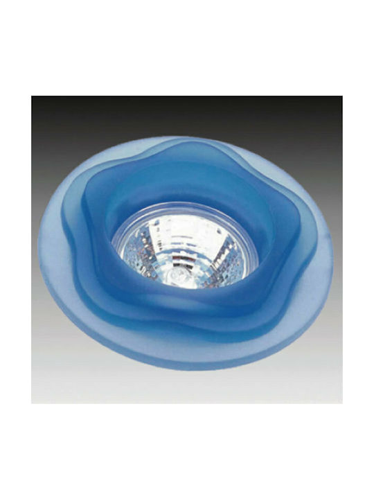 Aca Στρογγυλό Γυάλινο Χωνευτό Σποτ με Ντουί GU10 σε Μπλε χρώμα