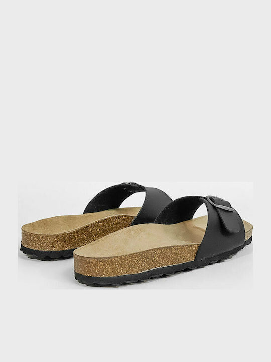 Leder Flache Sandalen für Damen Anatomisch in Schwarz Farbe