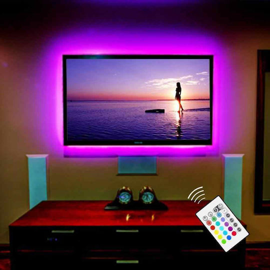 Led7 Wasserdicht LED-Streifen Fernseher USB 5V RGB Licht 2x50cm Typ SMD5050 mit Netzteil & Fernbedienung