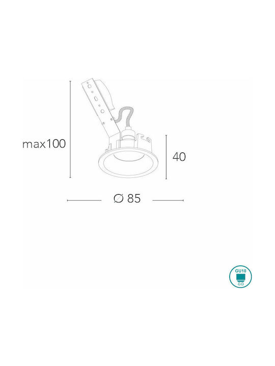 Fan Europe Ayris-R Round Metallic Frame for Spot GU10 White 10x10cm. 1pcs