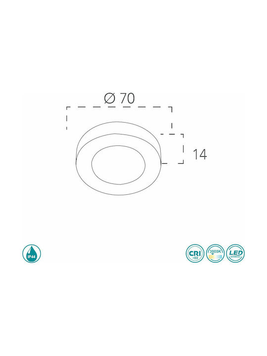 Fan Europe Zenit-5W CR Round Metallic Recessed Spot with Integrated LED and Warm White Light Silver 2.5x2.5cm. 1pcs