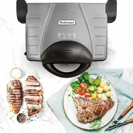 Rohnson Sandwich Maker Grill cu Plăci Ceramice Detasabile 2000W Gri