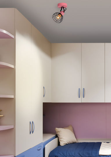 Lucide Lightning Single Spot with Socket E27 in Pink Color