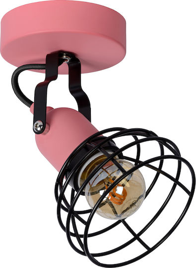 Lucide Lightning Single Spot with Socket E27 in Pink Color