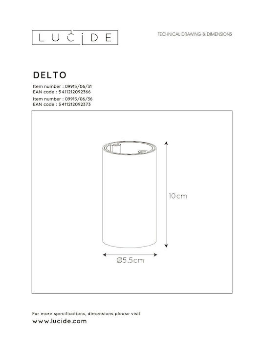 Lucide Lightning Delto Single Spot with Socket GU10 in White Color