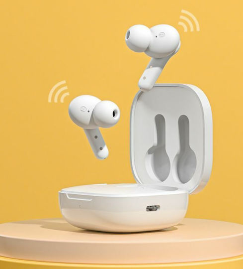 QCY T13 In-ear Bluetooth Handsfree Ακουστικά με Αντοχή στον Ιδρώτα και Θήκη Φόρτισης Λευκά
