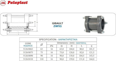 Palaplast 5126-0063 Ζιμπώ 16atm 63mm