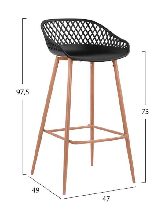 Σκαμπό από Πολυπροπυλένιο Avaya Μαύρο 47x49x97.5cm