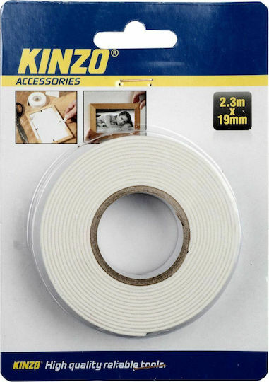 Kinzo White Αυτοκόλλητη Ταινία Διπλής Όψης Λευκή 2.3mx19mm