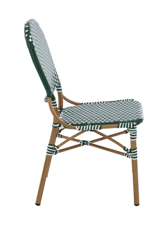 Outdoor-Stuhl Rattan Bamboo Look Green / White 47x55x98εκ.