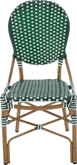 Καρέκλα Εξωτερικού Χώρου Rattan Bamboo Look Πράσινο / Λευκό 47x55x98εκ.