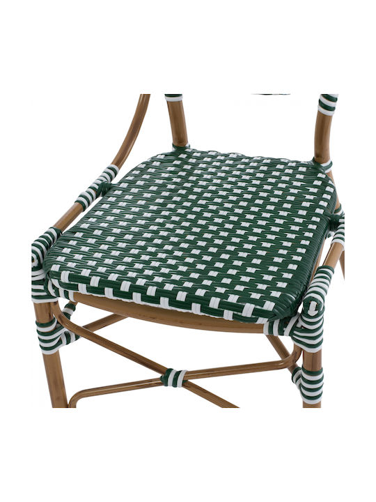 Outdoor-Stuhl Rattan Bamboo Look Green / White 47x55x98εκ.